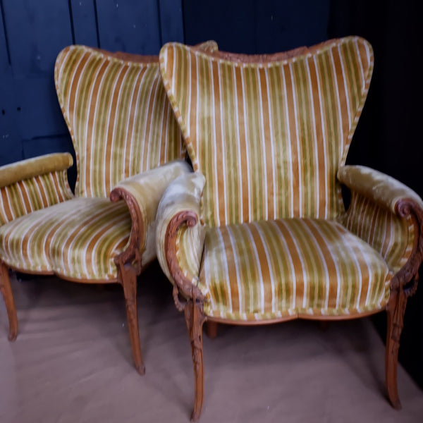 Vintage Armchair FRENCH Louis Throne Carved Ornate Boudoir Chair - 2 Available