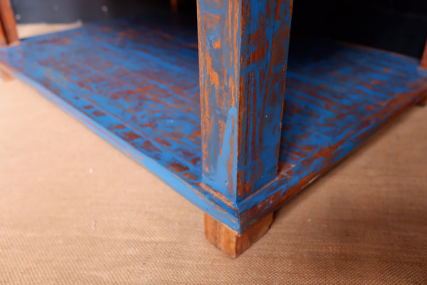 Indian Hardwood Vintage Teal Blue Painted Rustic Cabinet Cupboard Sideboard Unit