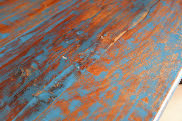 Indian Hardwood Vintage Teal Blue Painted Rustic Cabinet Cupboard Sideboard Unit