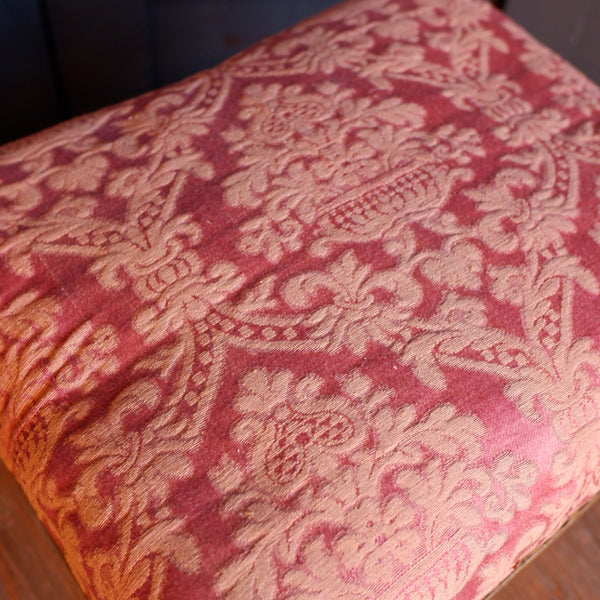 Antique Victorian Gold Gilt Brocade Small Footstool Child's Seat