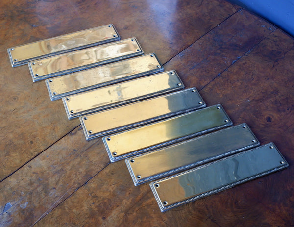 Set of 8 Vintage BRASS Gold Push Metal Finger Plates Door Hardware