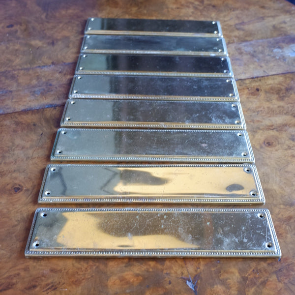 Set of 8 Vintage BRASS Gold Push Metal Finger Plates Door Hardware