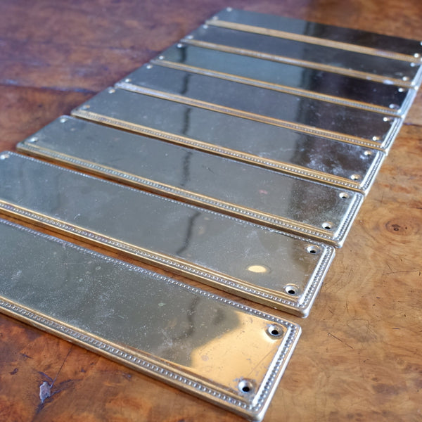 Set of 8 Vintage BRASS Gold Push Metal Finger Plates Door Hardware