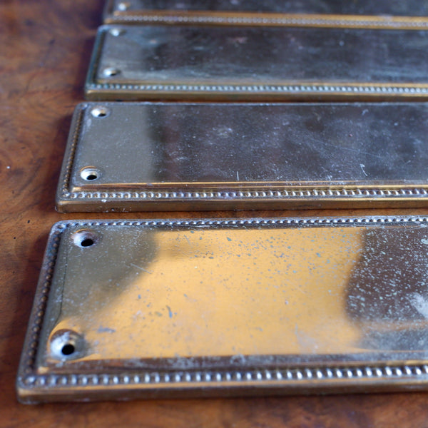 Set of 8 Vintage BRASS Gold Push Metal Finger Plates Door Hardware