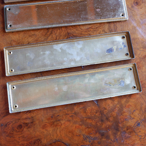 Set of 8 Vintage BRASS Gold Push Metal Finger Plates Door Hardware