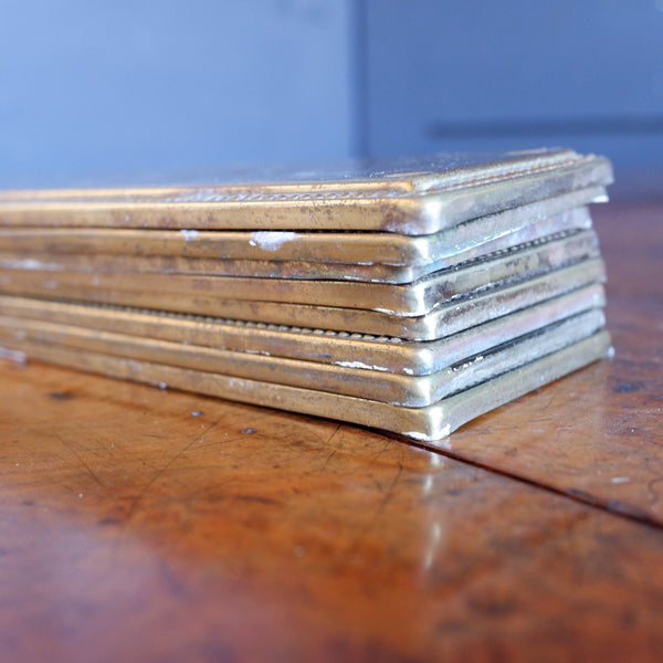Set of 8 Vintage BRASS Gold Push Metal Finger Plates Door Hardware