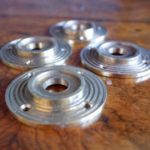 Set of 4 Vintage Victorian Style BRASS Gold Metal Round Back Plates Door Knob Hardware