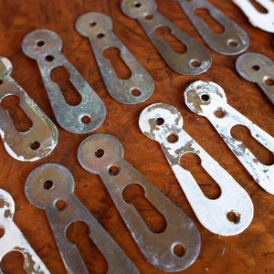 Set of 14 Antique Victorian Brass KEY Hole Escutcheon Metal Door Keeps Plates Hardware