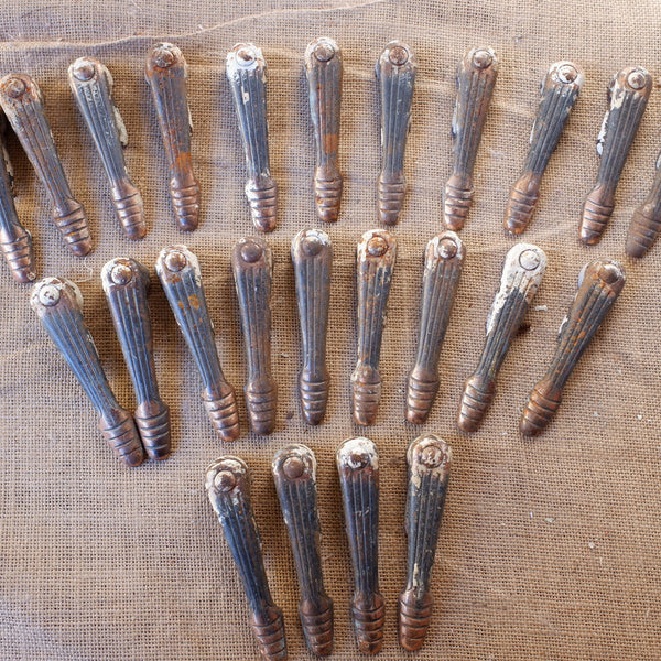 Set of 24 Antique ART DECO Cast Iron Metal STAIR Clips Rods Brackets Bee Hive
