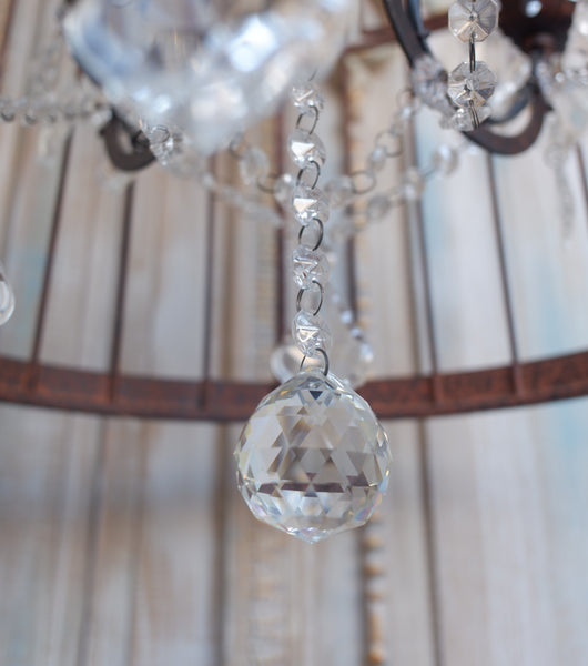 Large 8 Arm BIRD CAGE Chandelier Bronze Finish Crystal Rustic Thick ROPE Ceiling Light