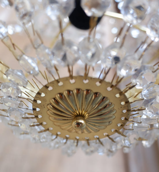 Vintage French LEAD Crystal Cut Glass Bag Chandelier Pendant Ceiling Light