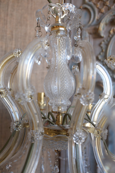 Vintage French MARIE THERESE 8 Arm French Crystal Chandelier Pendant Ceiling Light