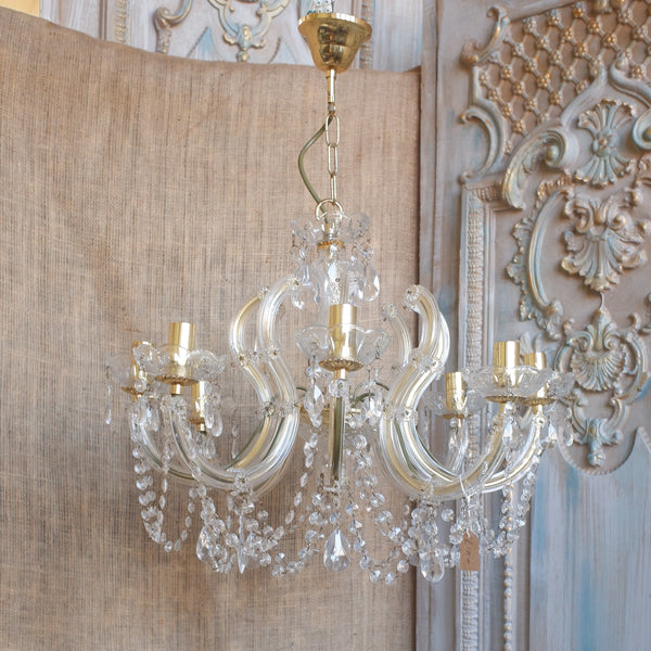 Vintage French MARIE THERESE 8 Arm French Crystal Chandelier Pendant Ceiling Light