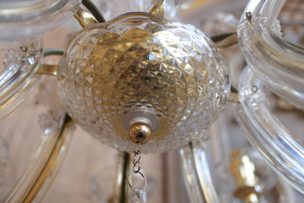 Vintage French MARIE THERESE 8 Arm French Crystal Chandelier Pendant Ceiling Light