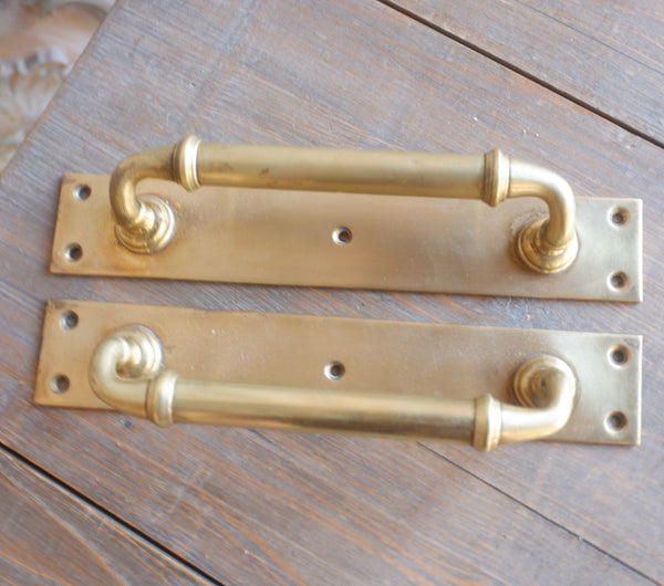 Pair of Large BRASS Antique Victorian Ornate Metal Door HANDLES Hardware