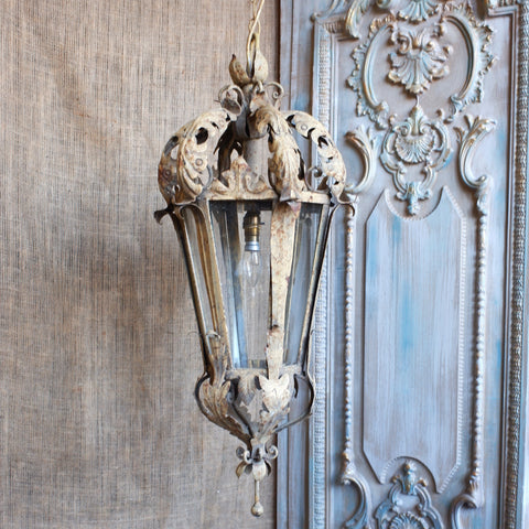 Vintage French Style Shabby Chic CREAM Rustic Metal Ceiling Light LANTERN Chandelier