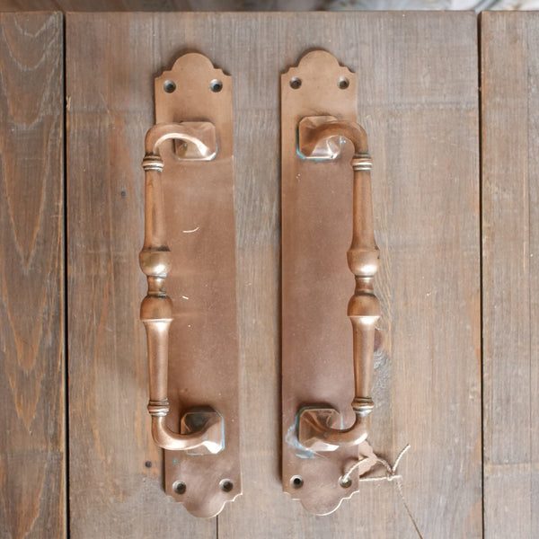 Pair of Large Antique Victorian Ornate BRONZE Metal Door HANDLES Hardware