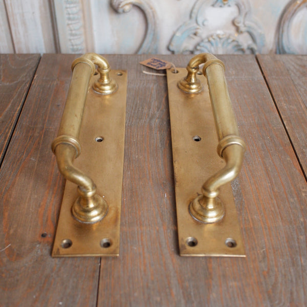 Pair of Large BRASS Antique Victorian Ornate Metal Door HANDLES Hardware