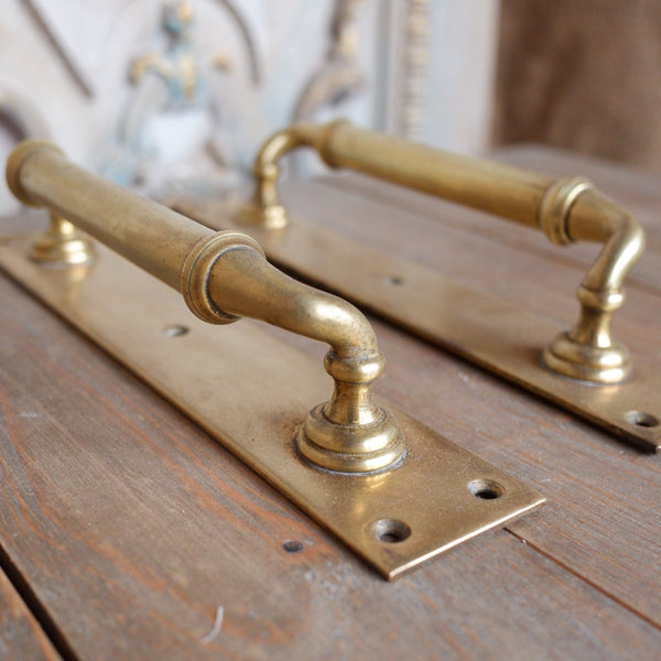 Pair of Large BRASS Antique Victorian Ornate Metal Door HANDLES Hardware