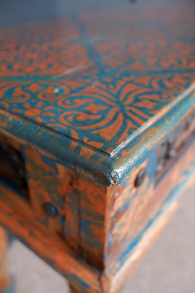 Hardwood Jali Indian Teal Blue Rustic CONSOLE Table Hall Sideboard Unit