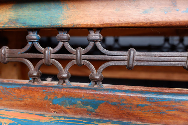 Hardwood Jali Indian Teal Blue Rustic CONSOLE Table Hall Sideboard Unit