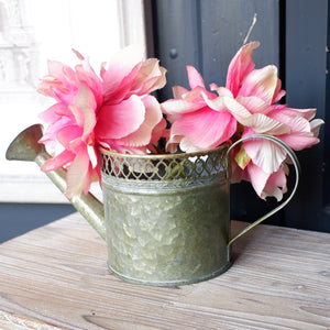 NEW French Grey Vintage Shabby Chic Planter Pot Metal Small WATERING CAN Jug