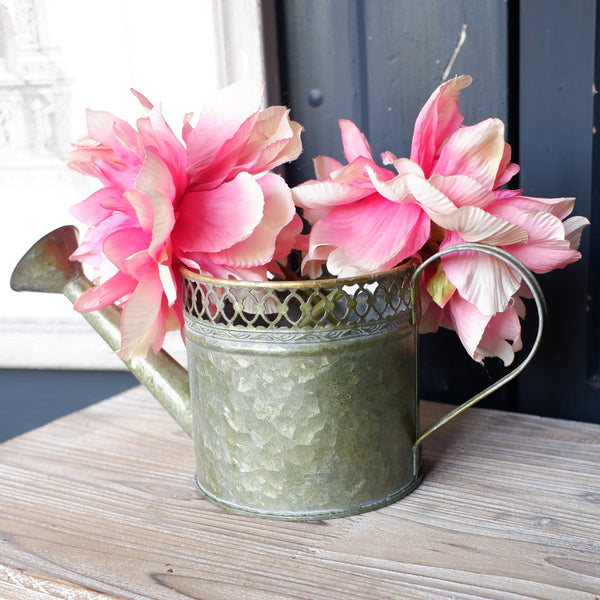 NEW French Grey Vintage Shabby Chic Planter Pot Metal Small WATERING CAN Jug