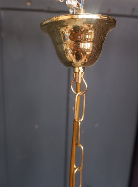 Vintage French 5 Arm Glass Shades Crystal Chandelier Pendant Ceiling Light