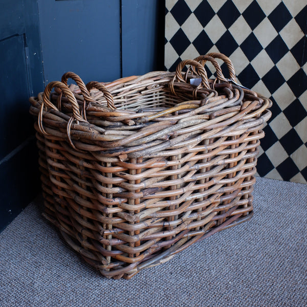 NEW Handwoven Natural Rattan Fireside LOG Basket Sturdy Storage - 3 Sizes