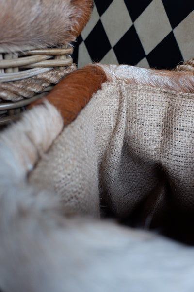 NEW Goats Skin Handwoven Natural Rattan Fireside LOG Basket Sturdy Storage - 3 Sizes