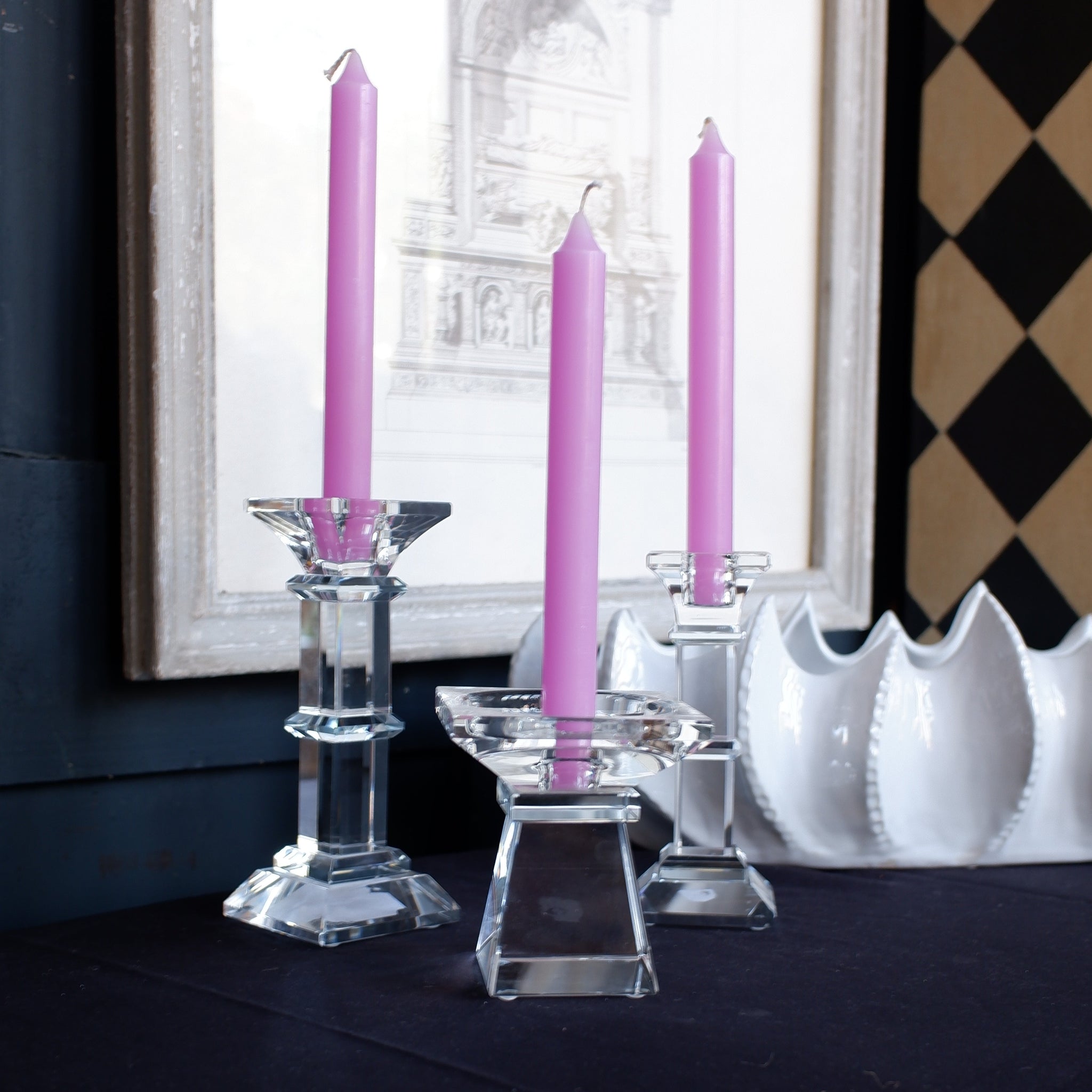 New Lead CRYSTAL Glass Column Pillar Candlestick Candle Holder