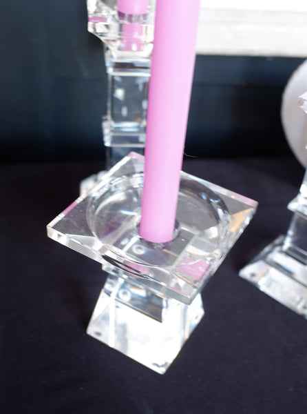 New Lead CRYSTAL Glass Column Pillar Candlestick Candle Holder
