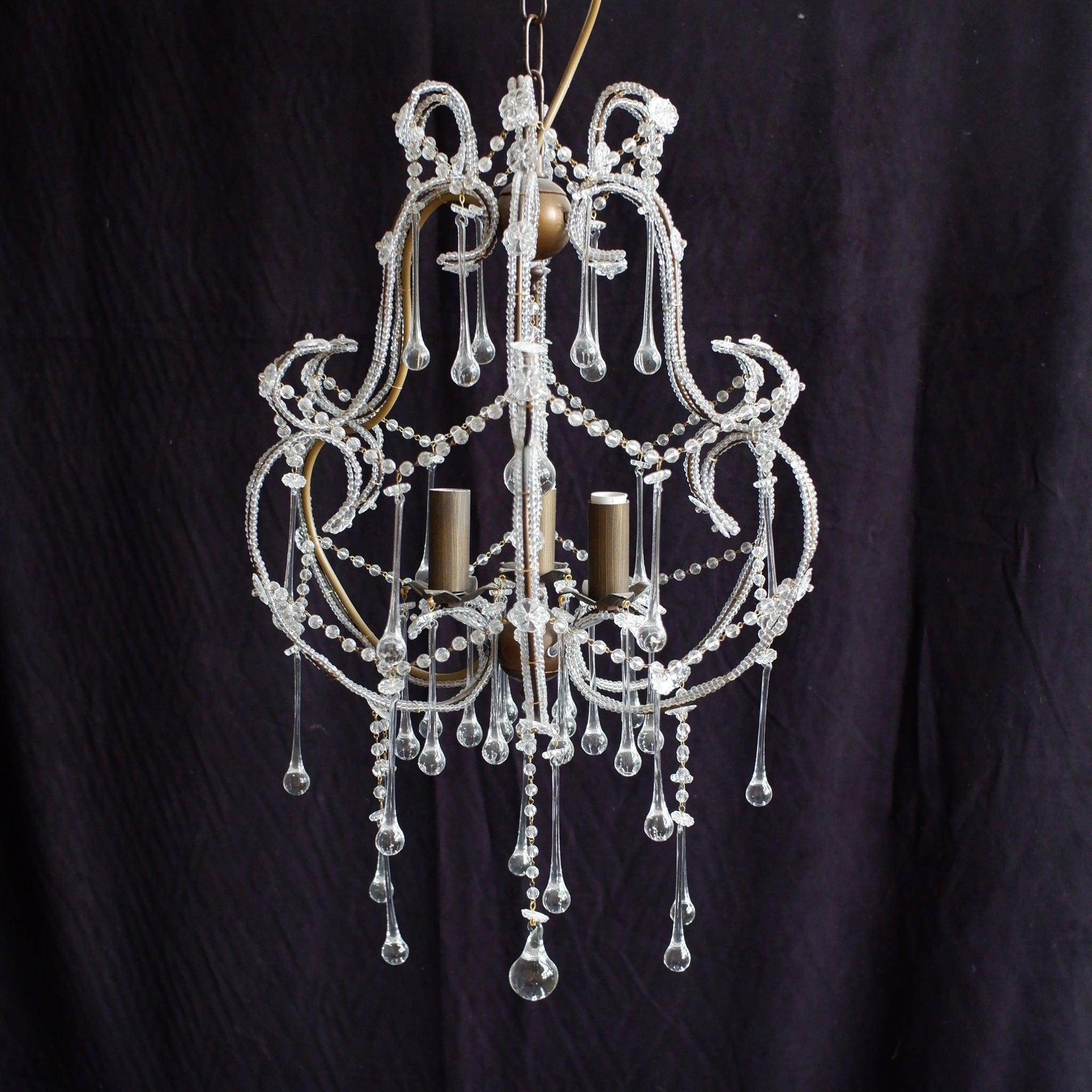French Style TEARDROP Glass Crystal Chandelier Bronze Pendant Ceiling Light