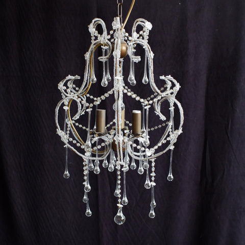 French Style TEARDROP Glass Crystal Chandelier Bronze Pendant Ceiling Light