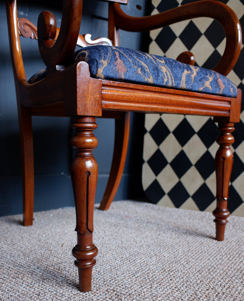 Antique Mahogany Fireside Library Reading Parlour Elbow Occasional Armchair