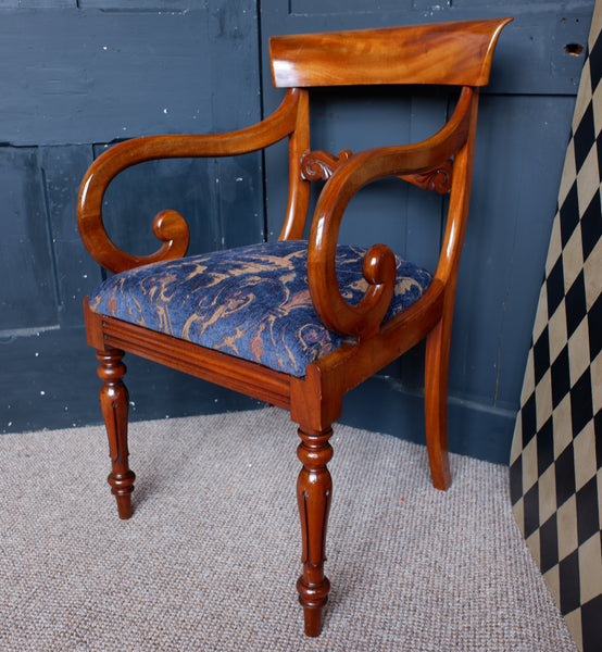 Antique Mahogany Fireside Library Reading Parlour Elbow Occasional Armchair