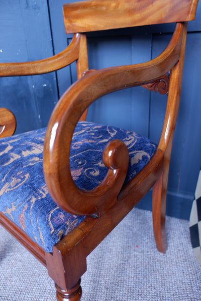 Antique Mahogany Fireside Library Reading Parlour Elbow Occasional Armchair