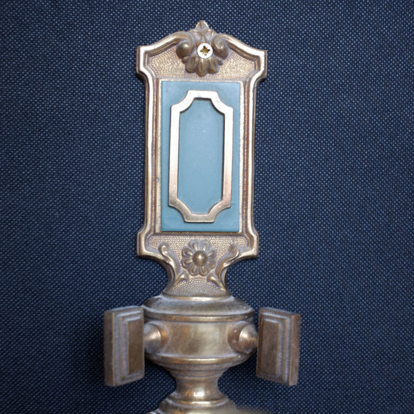 Set of 3 Georgian Style Vintage Brass Ornate Gold & Green Wall Lights Embossed