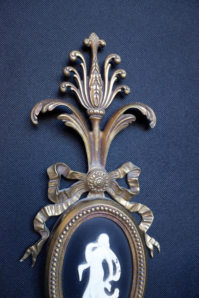 Set of 4 Vintage Ornate Black & Gold Brass Wall Lights Double Arm w/Silhouette