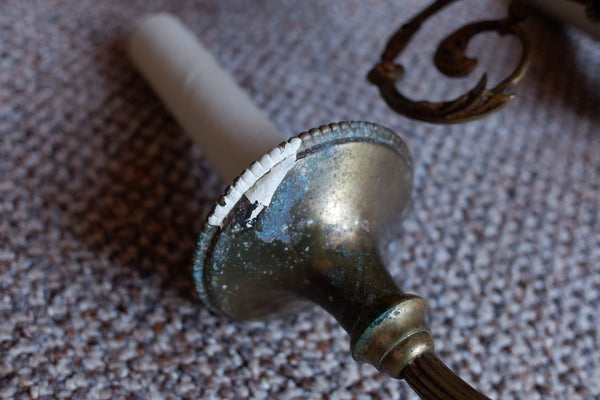 Set of 4 Vintage Ornate Black & Gold Brass Wall Lights Double Arm w/Silhouette