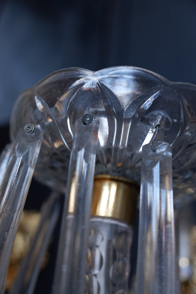 Pair of Vintage Gold Brass Ornate Glass Crystal LUSTRES Wall Lights