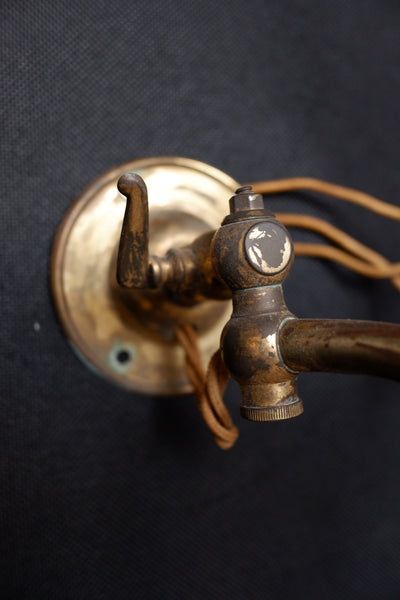 Antique Pair of Gold Ornate Wall Lights Glass Ribbed Shade HOLOPHANE Sconces