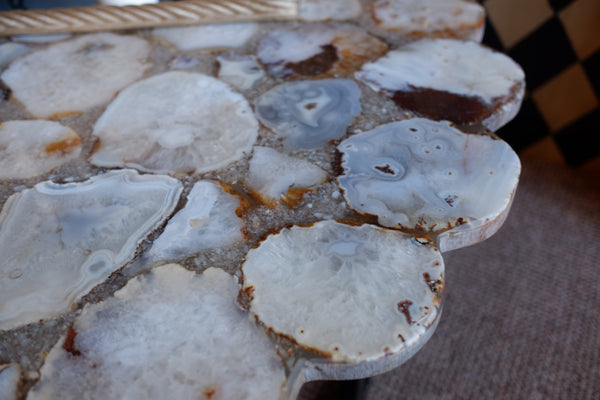 Natural Stone AGATE Round Modern Scalloped Coffee Table Contemporary Style