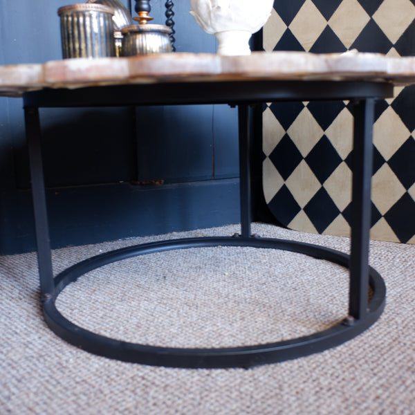 Natural Stone AGATE Round Modern Scalloped Coffee Table Contemporary Style