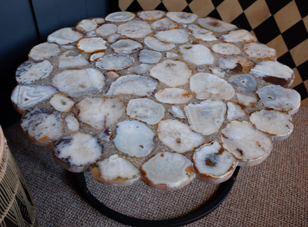 Natural Stone AGATE Round Modern Scalloped Coffee Table Contemporary Style