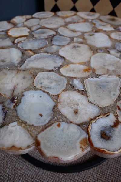 Natural Stone AGATE Round Modern Scalloped Coffee Table Contemporary Style