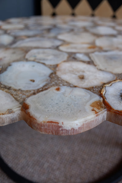 Natural Stone AGATE Round Modern Scalloped Coffee Table Contemporary Style