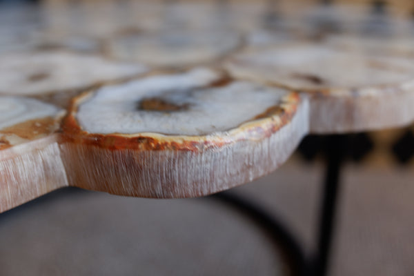 Natural Stone AGATE Round Modern Scalloped Coffee Table Contemporary Style