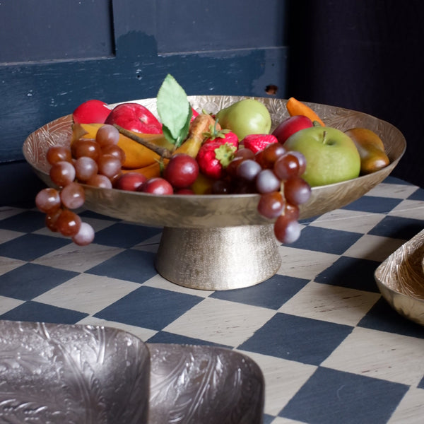 Laura Ashley WINSPEAR Gold Decorative Embossed Leaf Fruit Bowl Centrepiece -2 Sizes