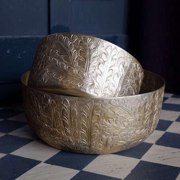 Laura Ashley WINSPEAR Gold Decorative Embossed Leaf Bowl - 2 Sizes